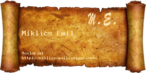 Miklics Emil névjegykártya