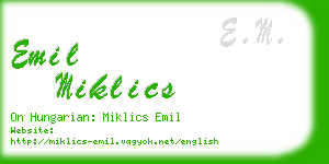 emil miklics business card